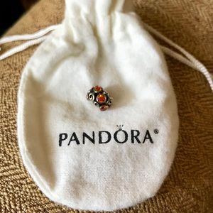 🌸RETIRED Pandora 925 SS Charm w/orange CZs
